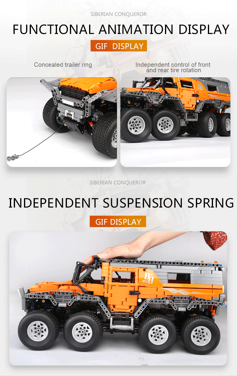 Mould King 13088 – Kit Costruzioni SUV Off-Road Avtoro Shaman 8×8 Telecomandato, 3062 Pezzi, Compatibile Lego, Per Adulti 14+