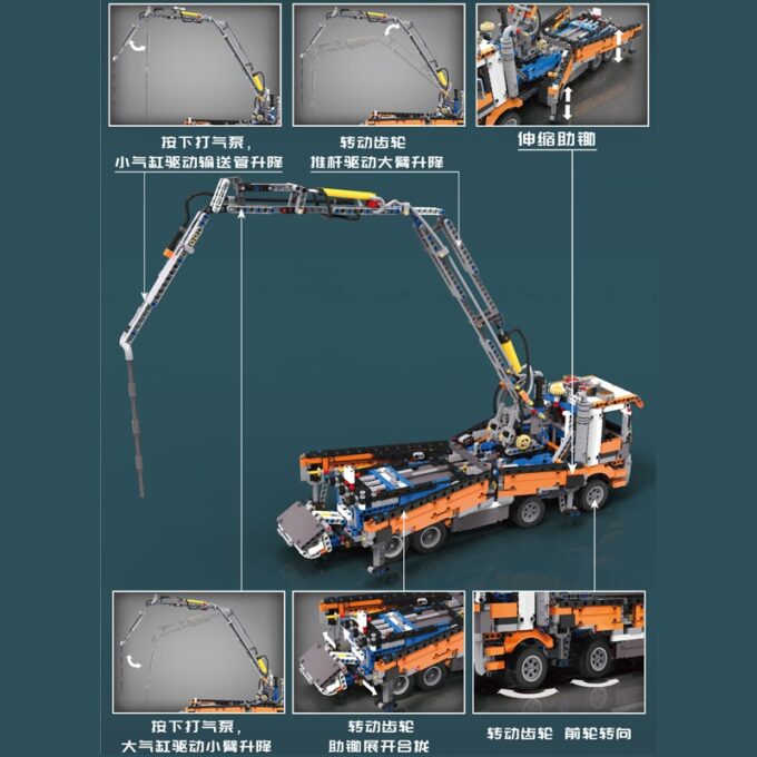 Mould King 19014 Heavy-Duty  Pneumatic Concrete Pump Truck - Image 5